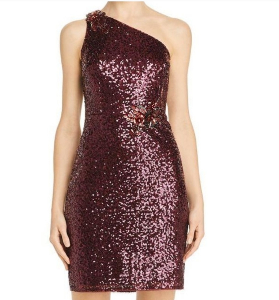 NWT $295 Aidan Mattox dress sequined stretchy bandage body con mini dress 10